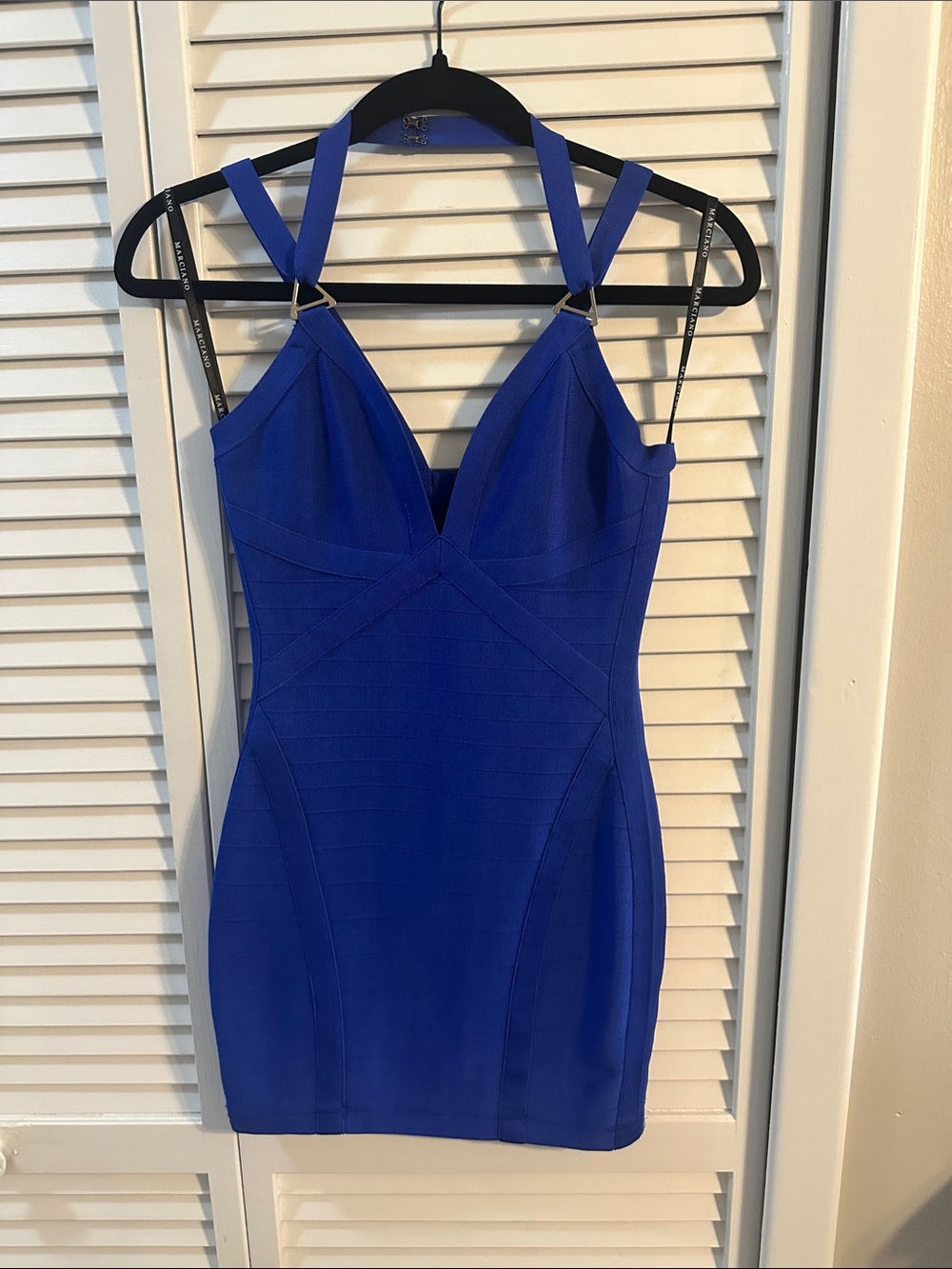 Marciano Electric Blue Strappy Mini Bodycon Dress